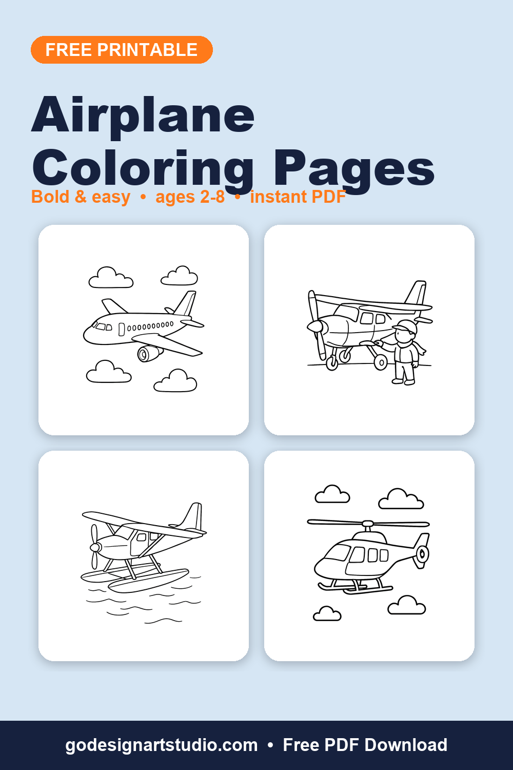 Free printable Airplane coloring pages for kids