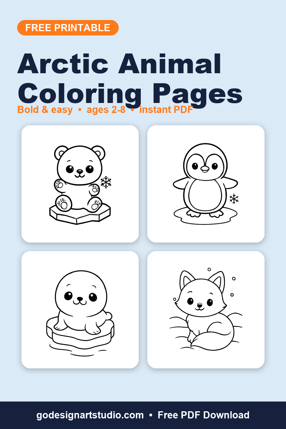 Free printable Arctic Animal coloring pages for kids
