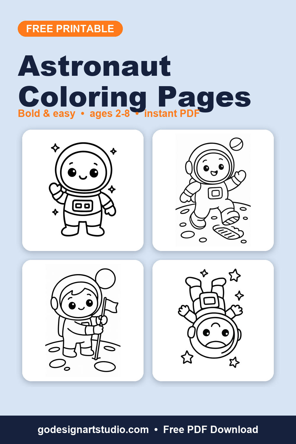 Free printable Astronaut coloring pages for kids