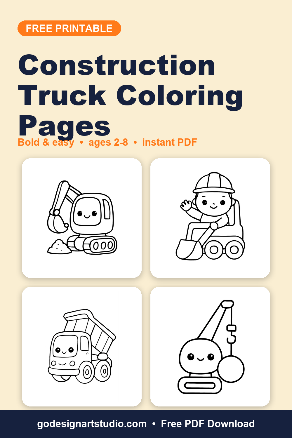 Free printable Construction Truck coloring pages for kids