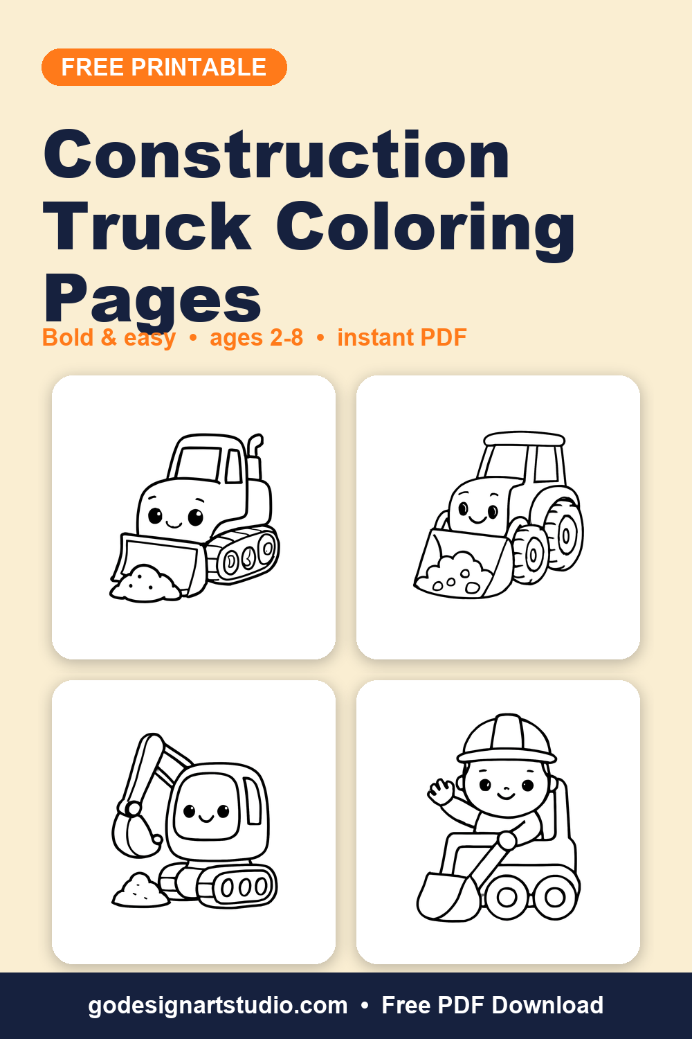 Free printable Construction Truck coloring pages for kids