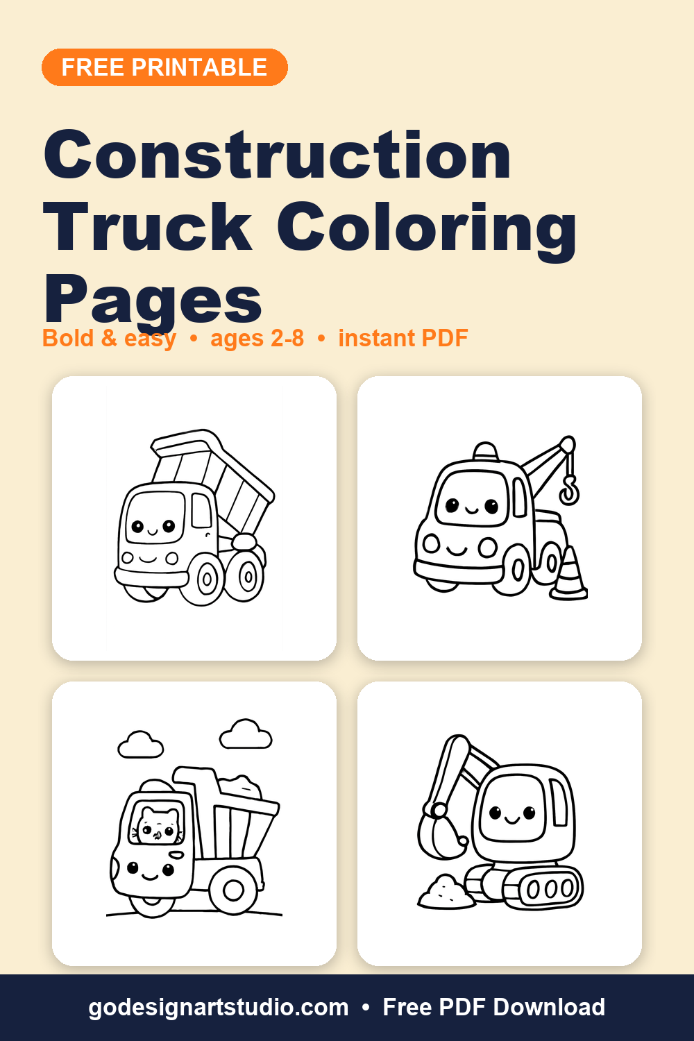 Free printable Construction Truck coloring pages for kids