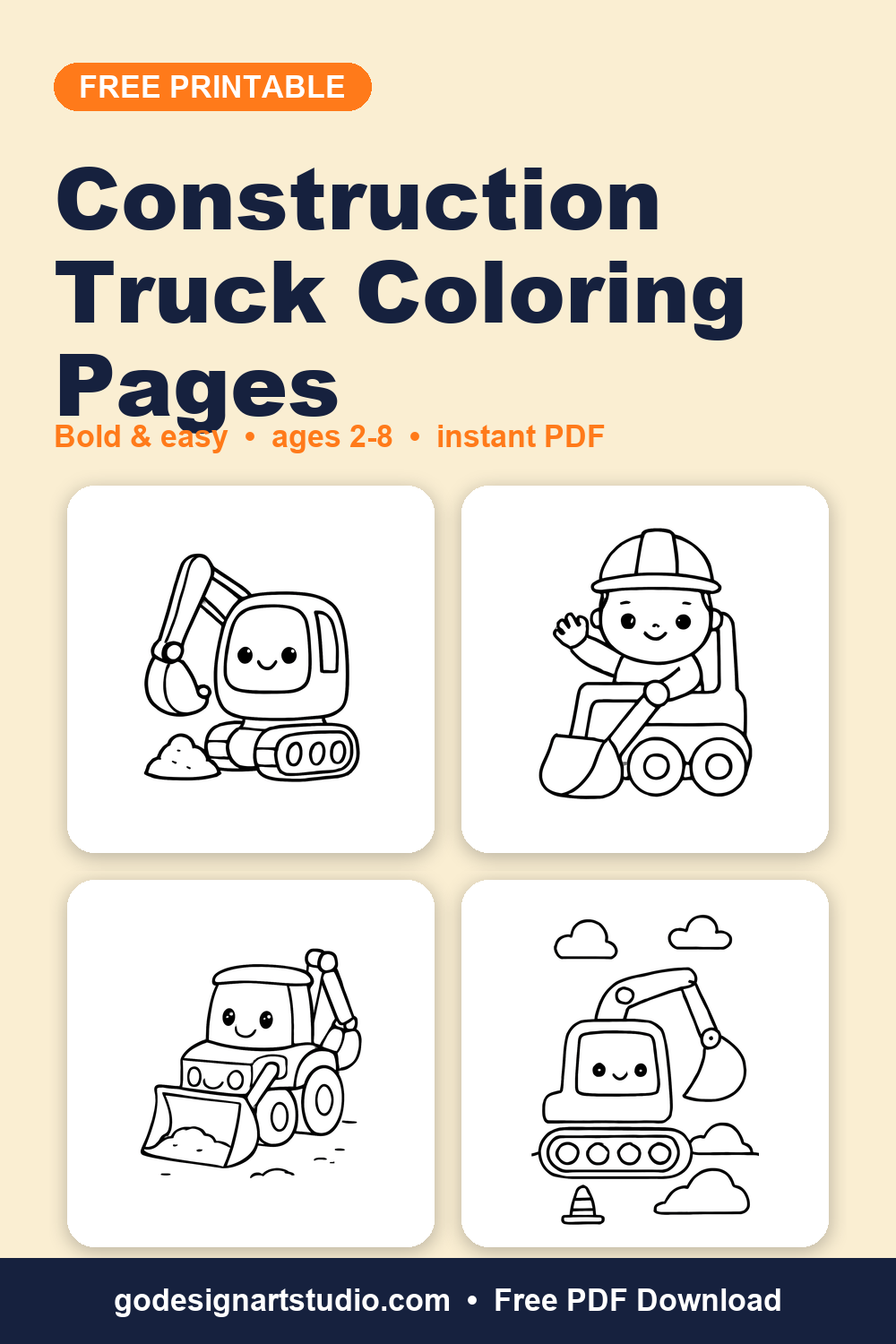 Free printable Construction Truck coloring pages for kids