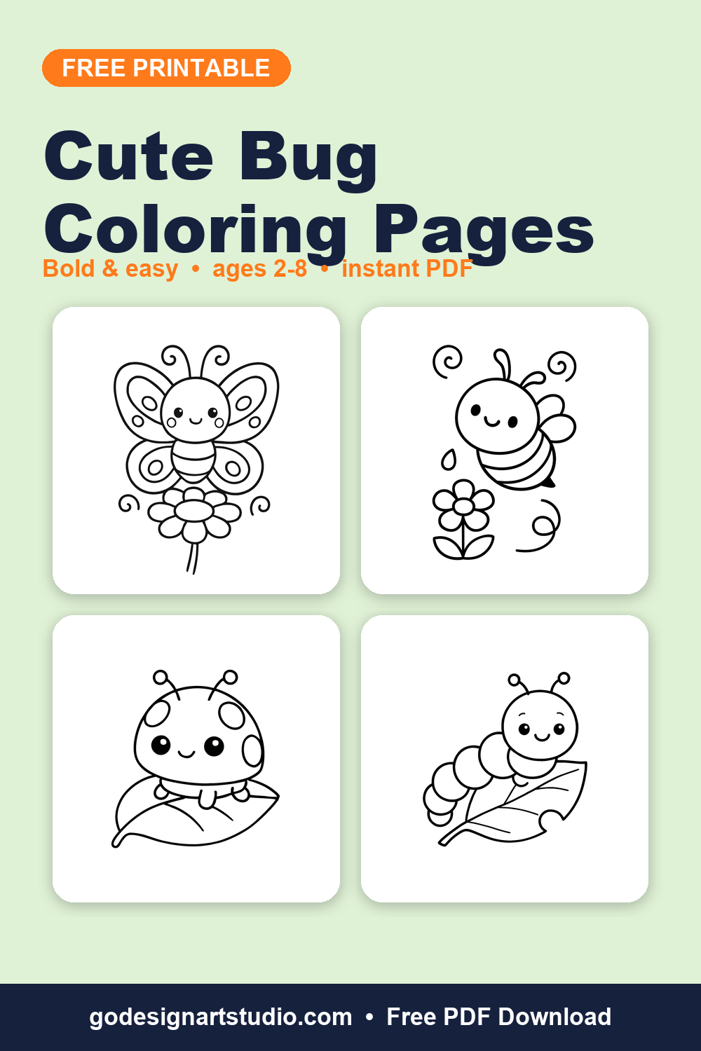 Free printable Cute Bug coloring pages for kids