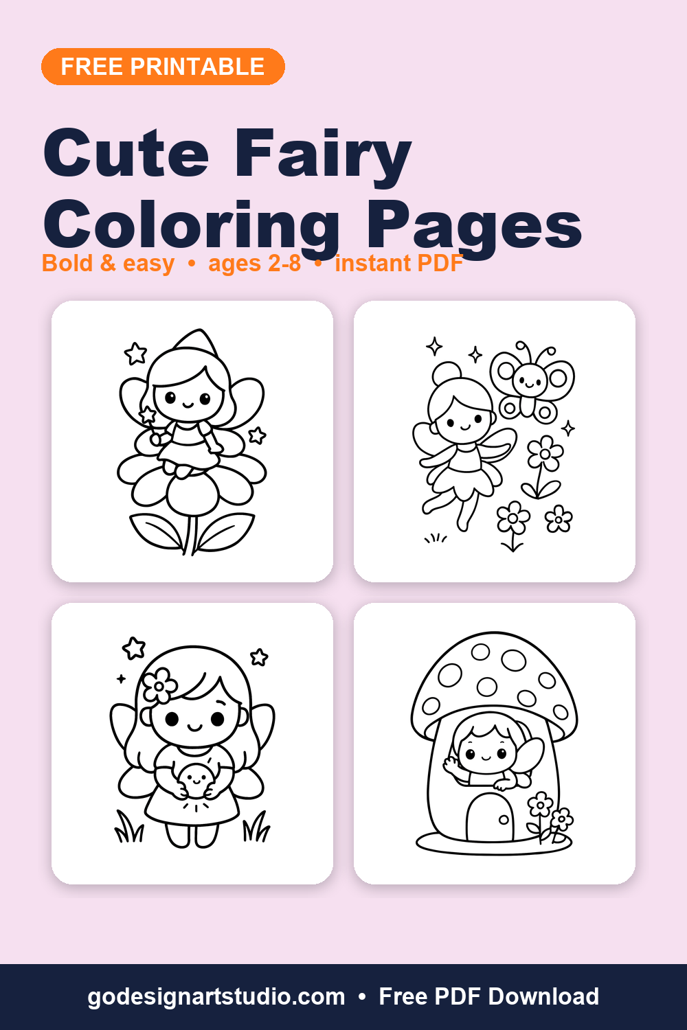 Free printable Cute Fairy coloring pages for kids