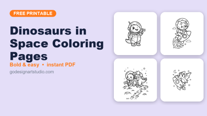 Dinosaurs in Space coloring pages – free printable collection for kids