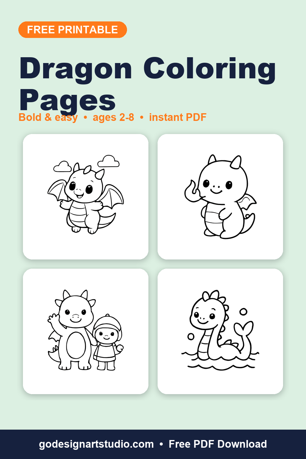 Free printable Dragon coloring pages for kids