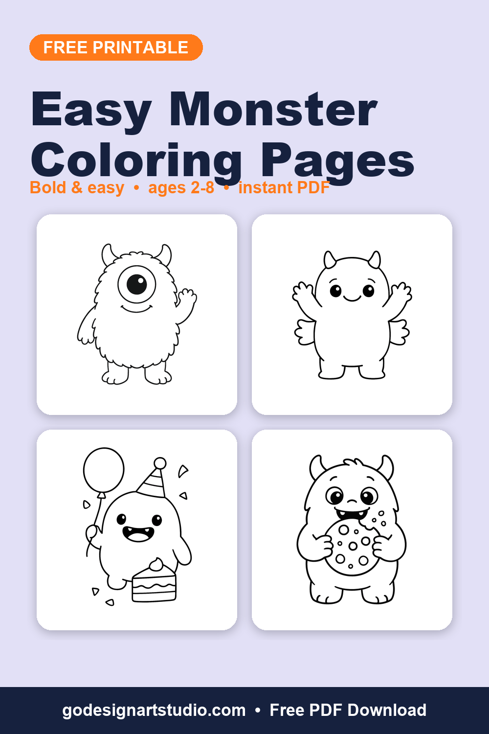 Free printable Easy Monster coloring pages for kids