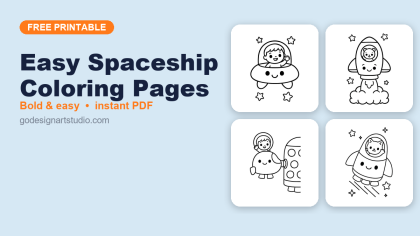 Easy Spaceship coloring pages – free printable collection for kids