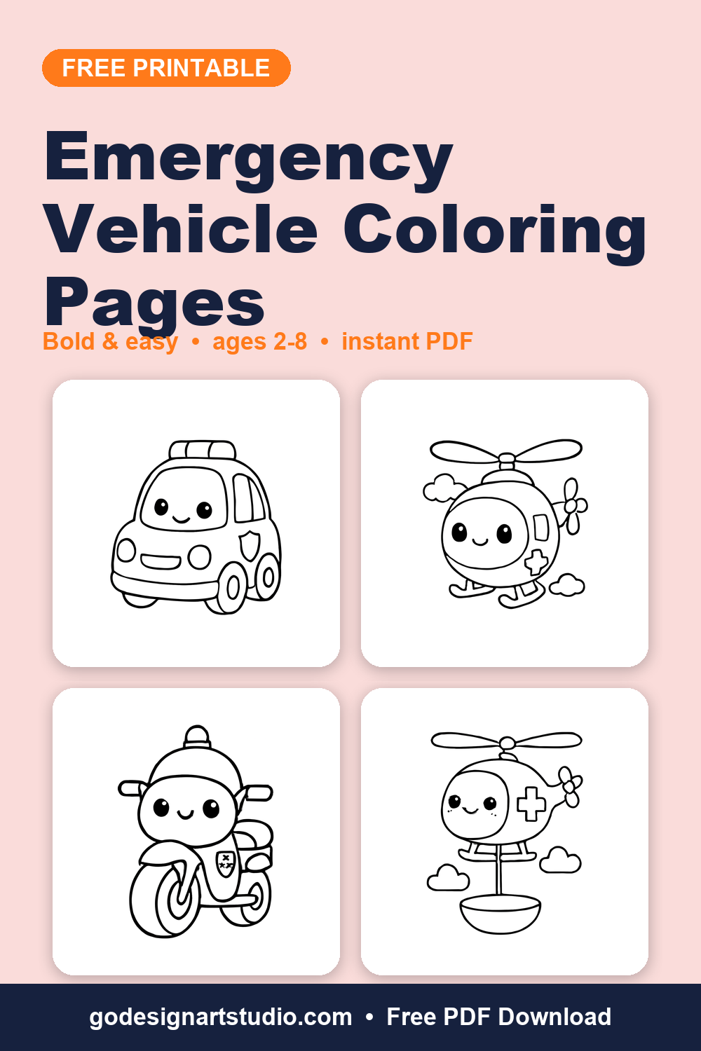 Free printable Emergency Vehicle coloring pages for kids