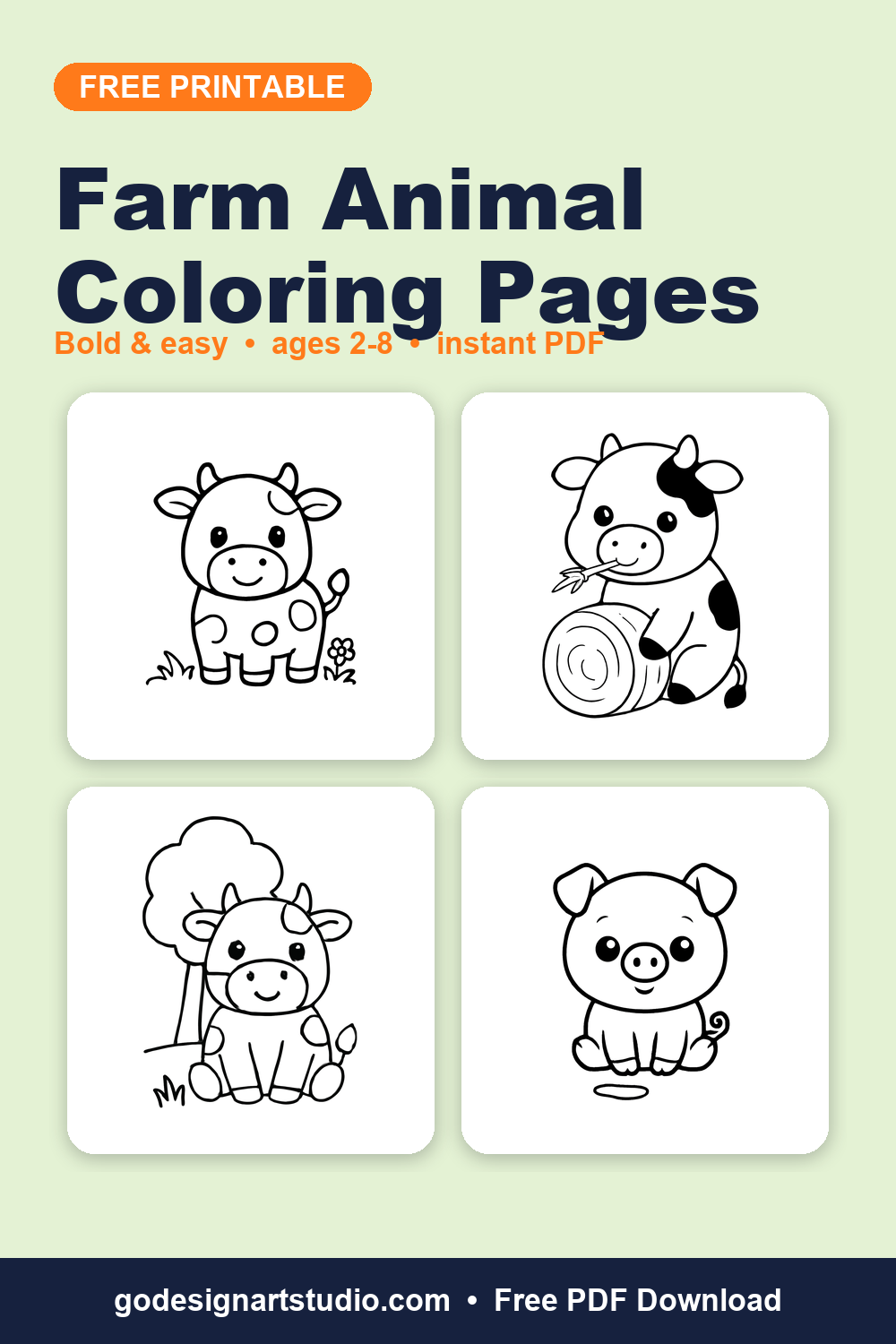 Free printable Farm Animal coloring pages for kids