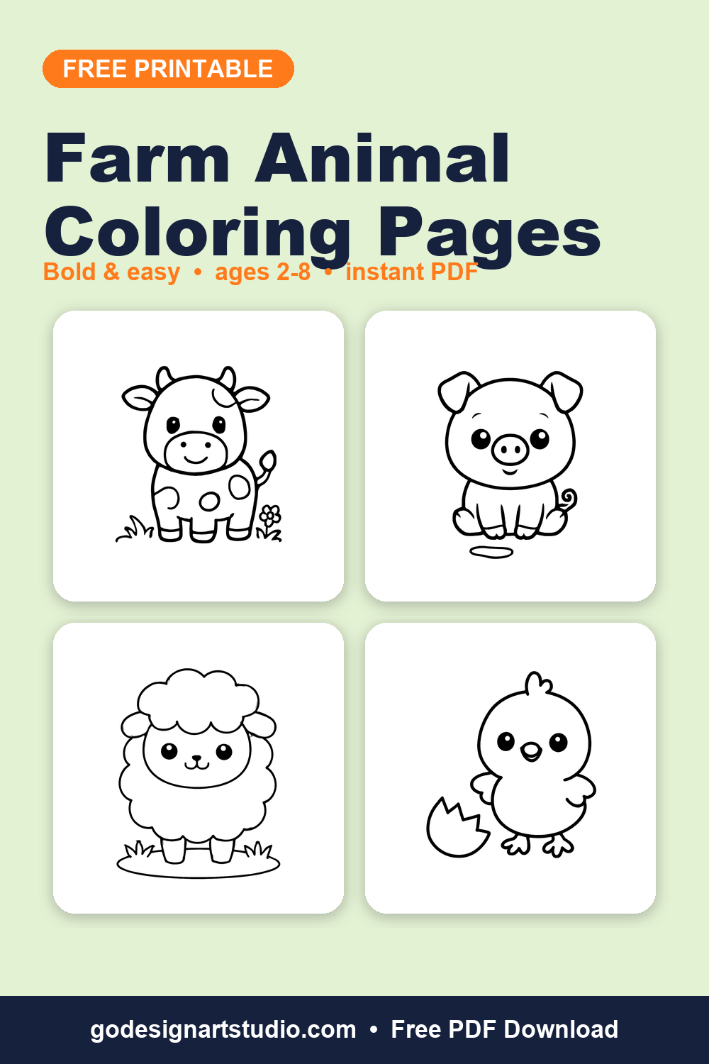 Free printable Farm Animal coloring pages for kids