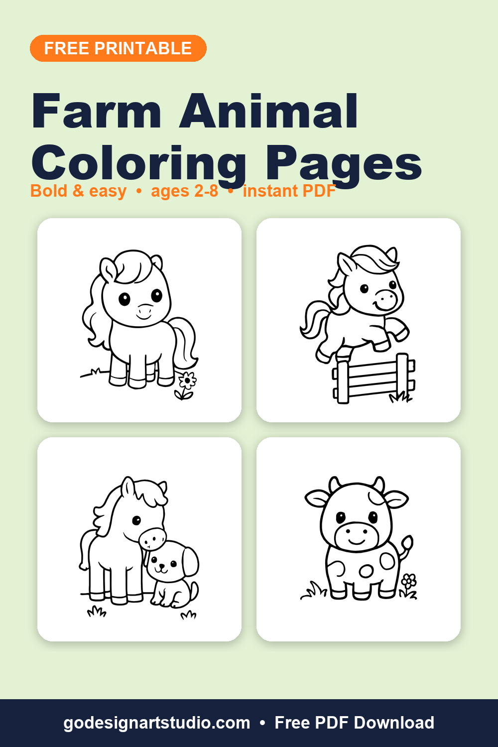 Free printable Farm Animal coloring pages for kids