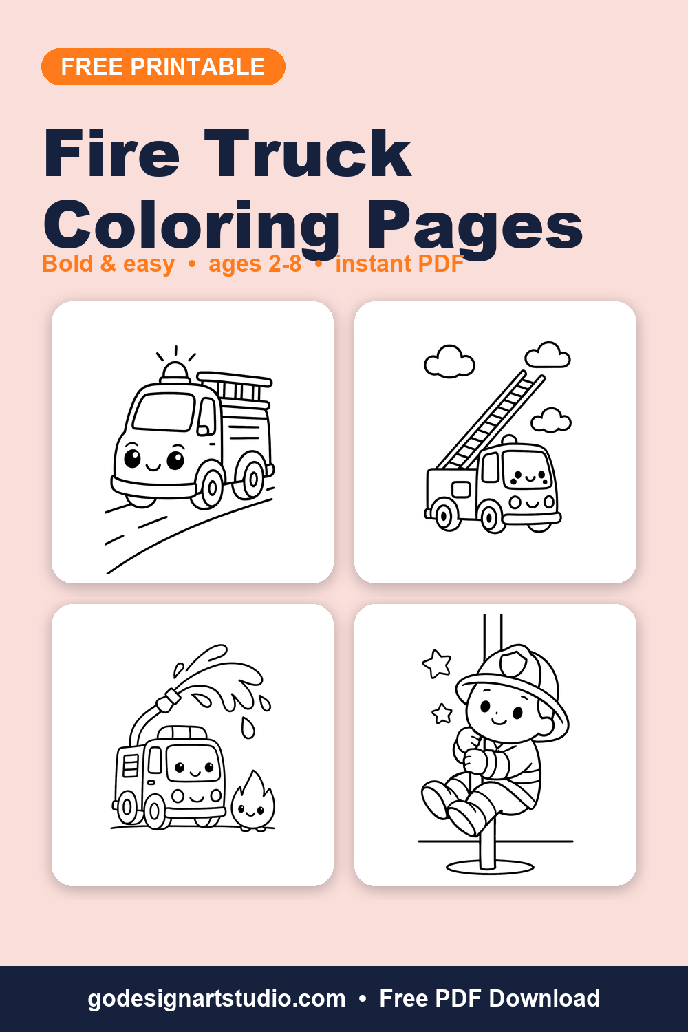 Free printable Fire Truck coloring pages for kids