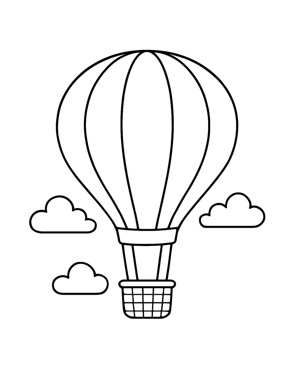Free printable Airplane coloring page – hot air balloon