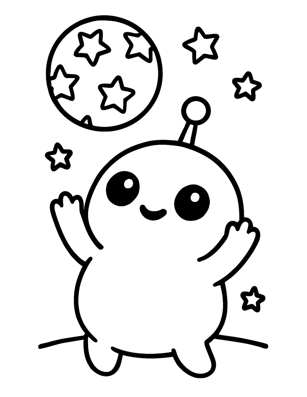 Free printable Alien coloring page – blob alien playing