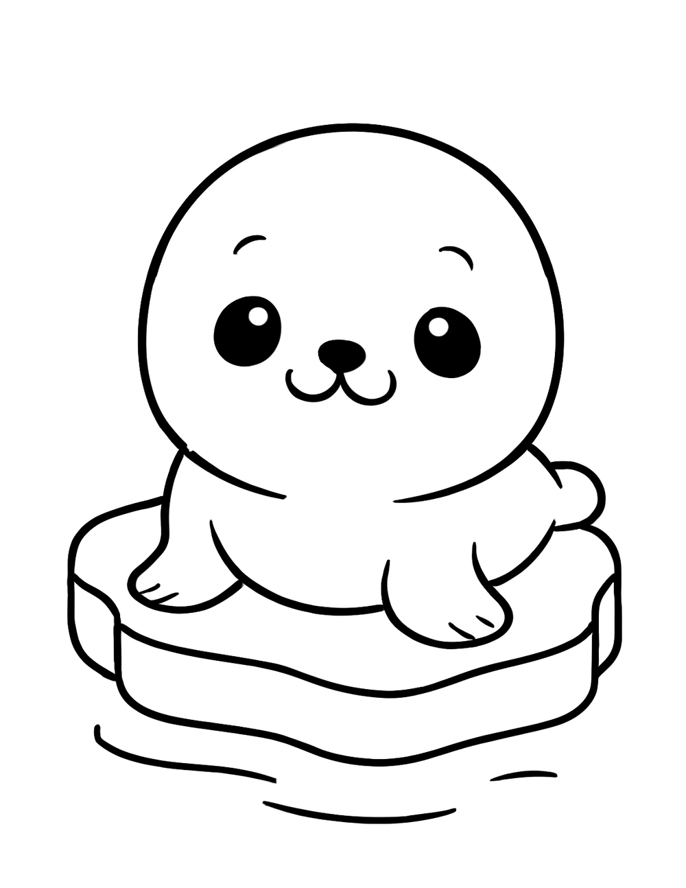 Free printable Arctic Animal coloring page – baby seal on