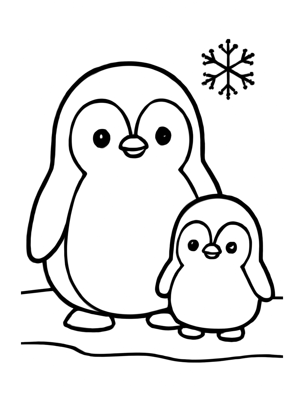 Free printable Arctic Animal coloring page – penguin chick and