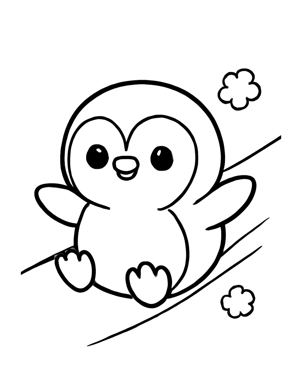 Free printable Arctic Animal coloring page – penguin sliding