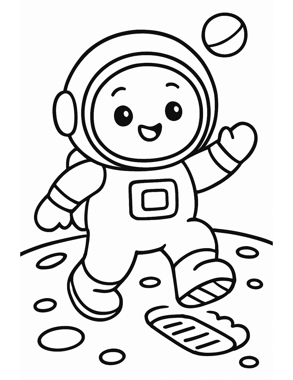 Free printable Astronaut coloring page – astronaut first steps