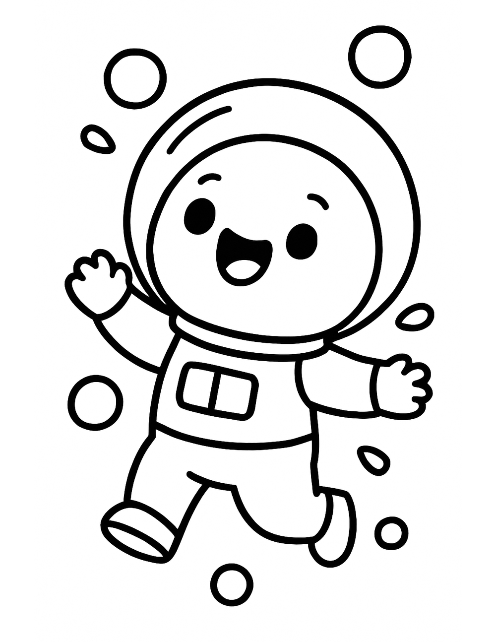 Free printable Astronaut coloring page – astronaut floating snack