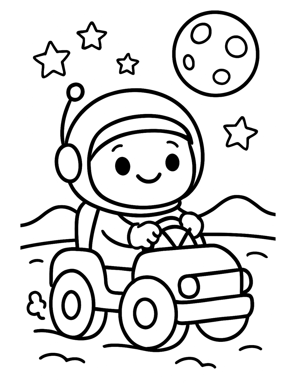 Free printable Astronaut coloring page – astronaut moon rover