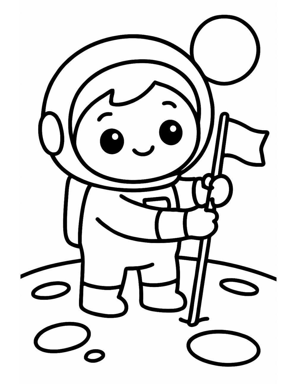 Free printable Astronaut coloring page – astronaut planting flag
