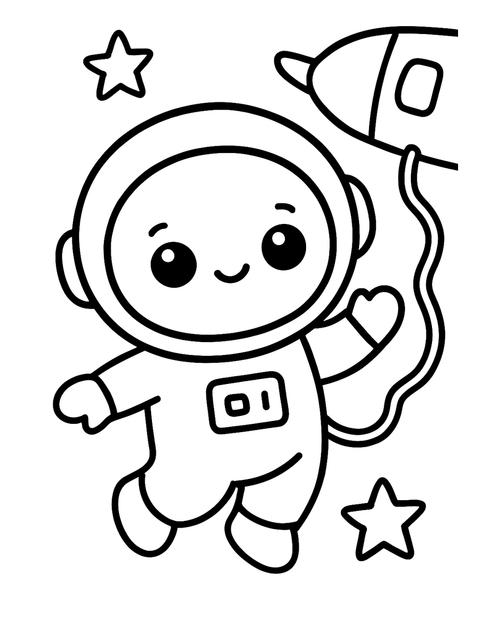 Free printable Astronaut coloring page – astronaut spacewalk tether