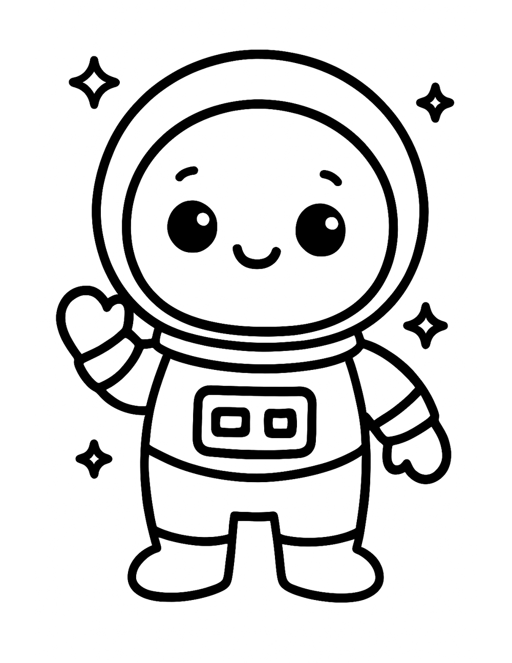 Free printable Astronaut coloring page – astronaut waving helmet