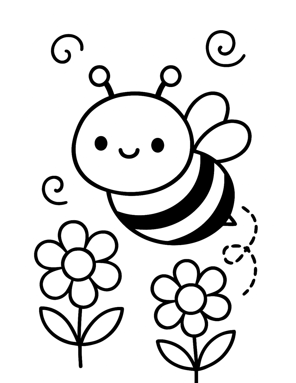Free printable Bug coloring page – bumblebee in garden