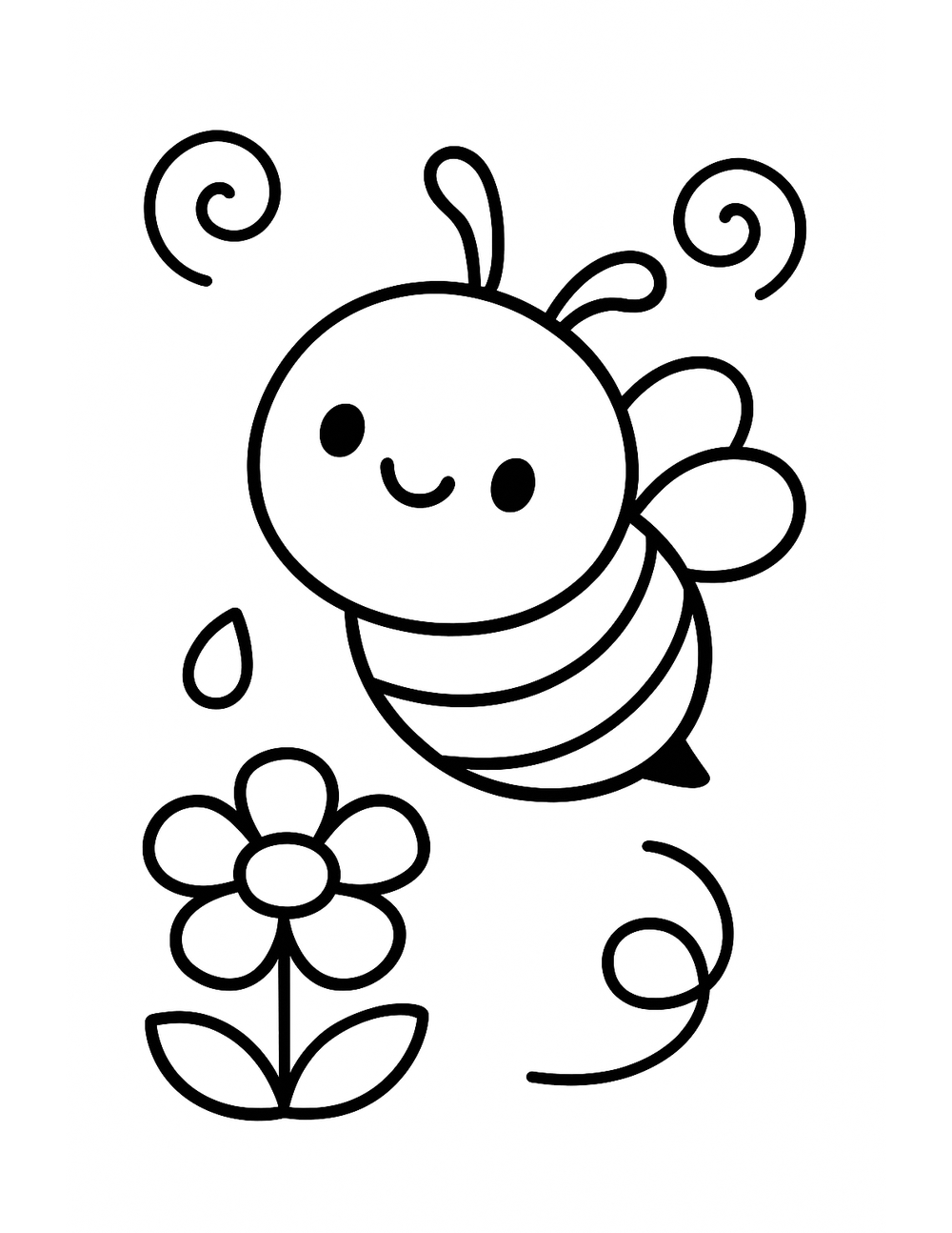Free printable Bug coloring page – busy bee flying