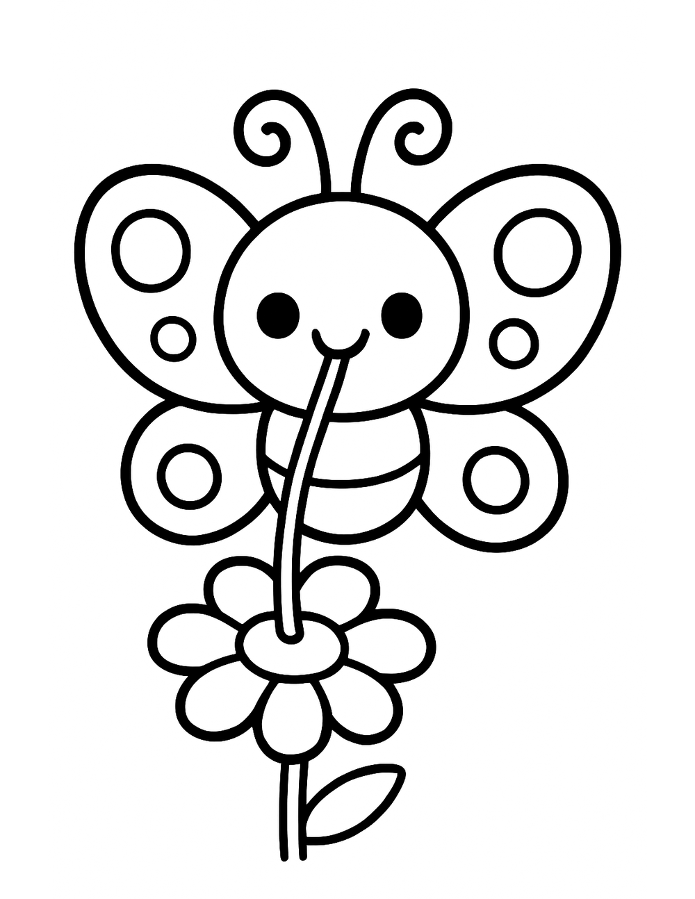Free printable Bug coloring page – butterfly drinking nectar