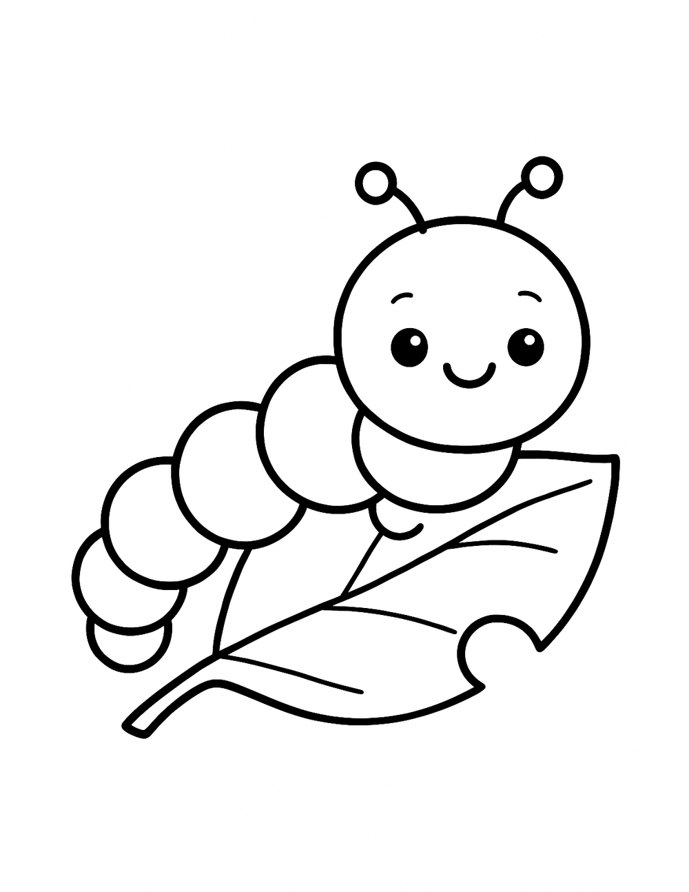 Free printable Bug coloring page – curious caterpillar on