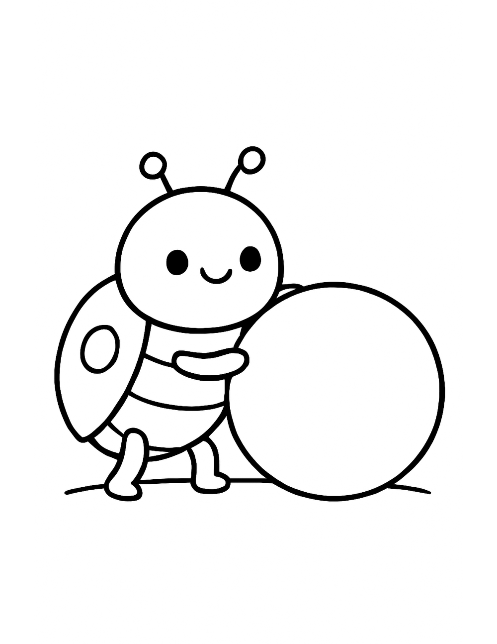 Free printable Bug coloring page – dung beetle rolling