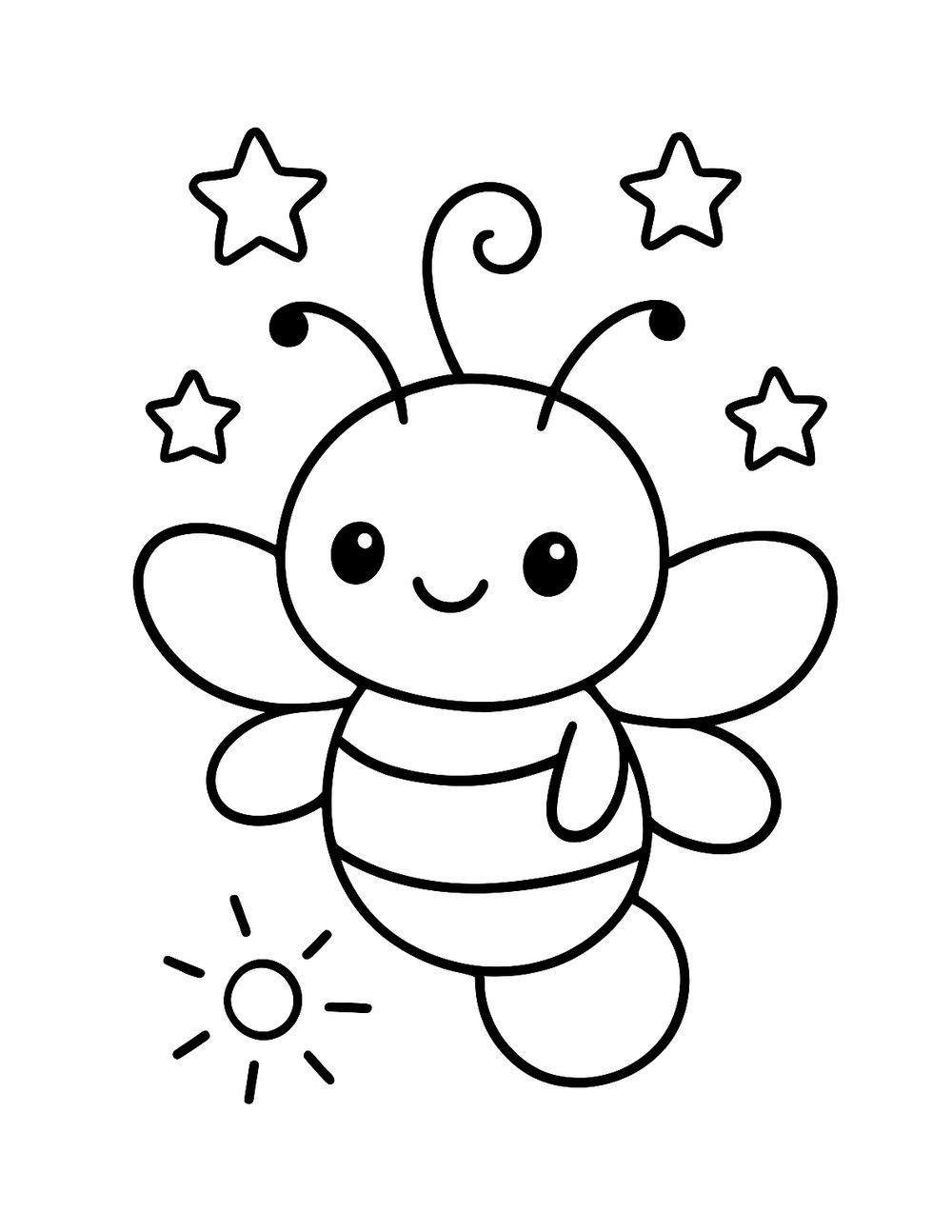 Free printable Bug coloring page – glowing firefly night