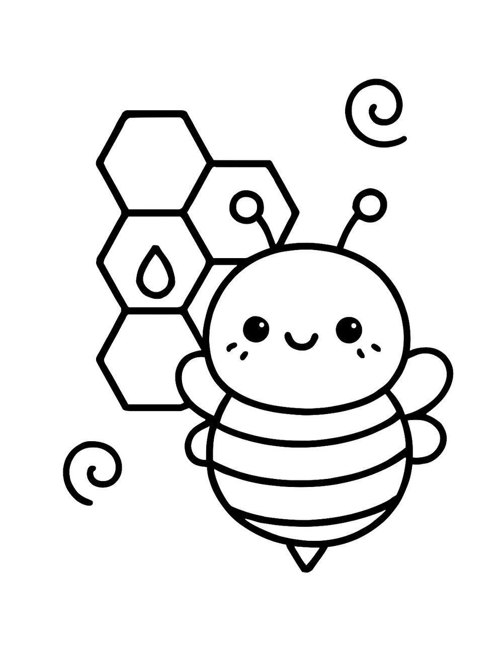 Free printable Bug coloring page – honey bee on