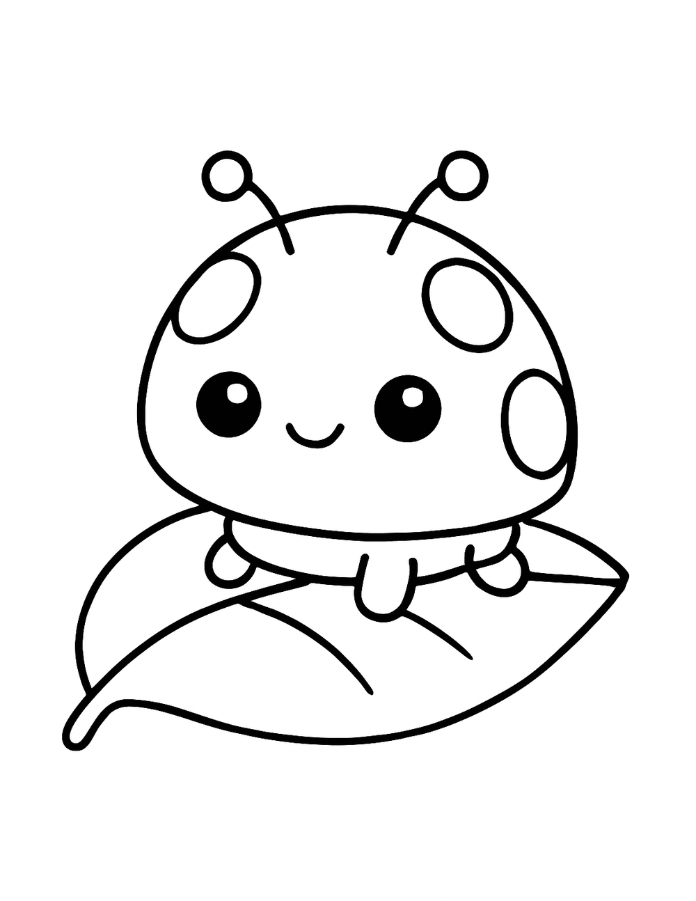 Free printable Bug coloring page – smiling ladybug on