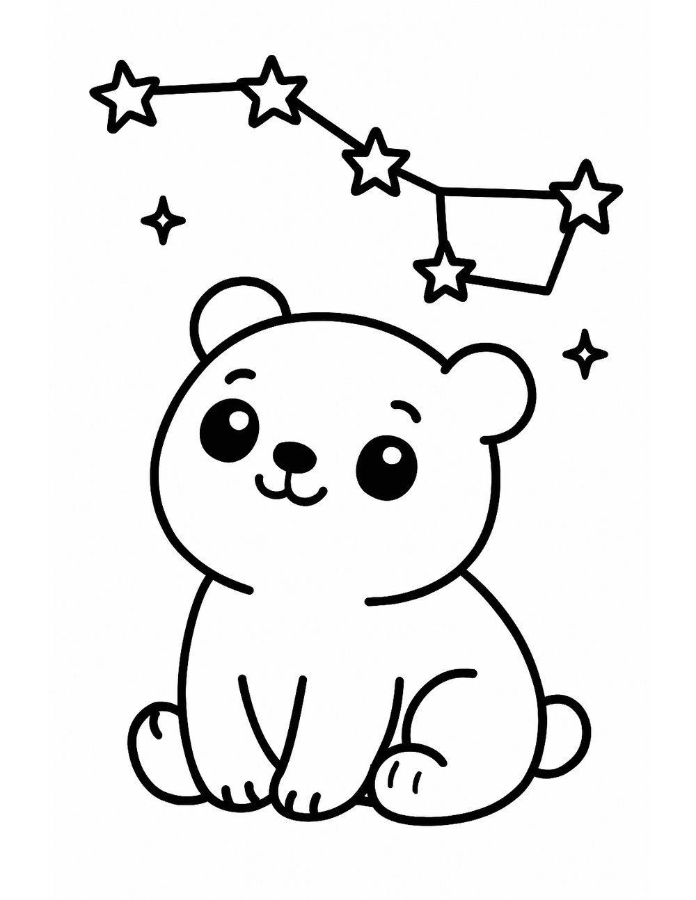 Free printable Constellation coloring page – big dipper bear