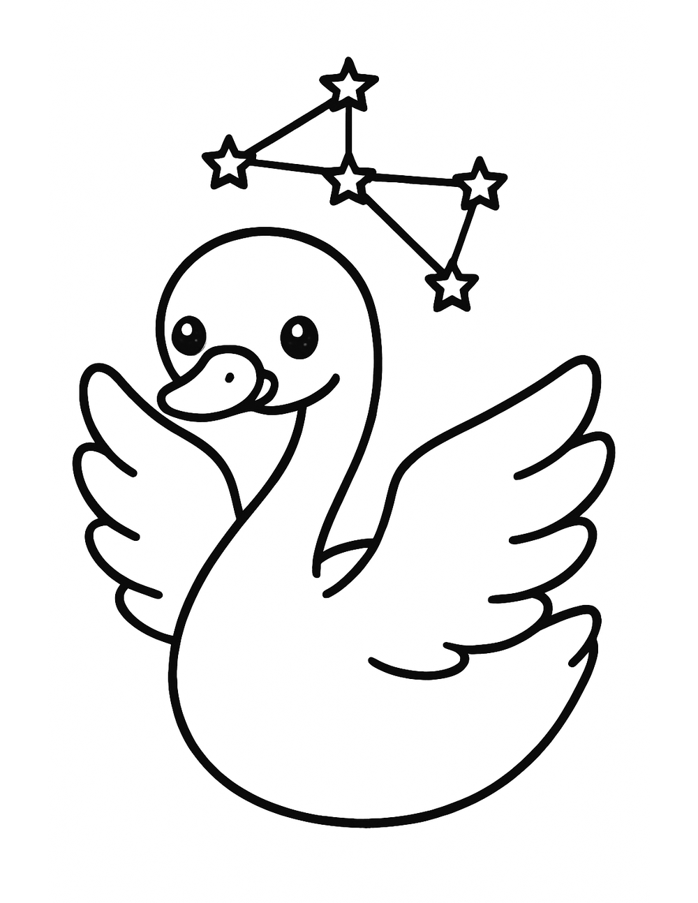 Free printable Constellation coloring page – cygnus swan