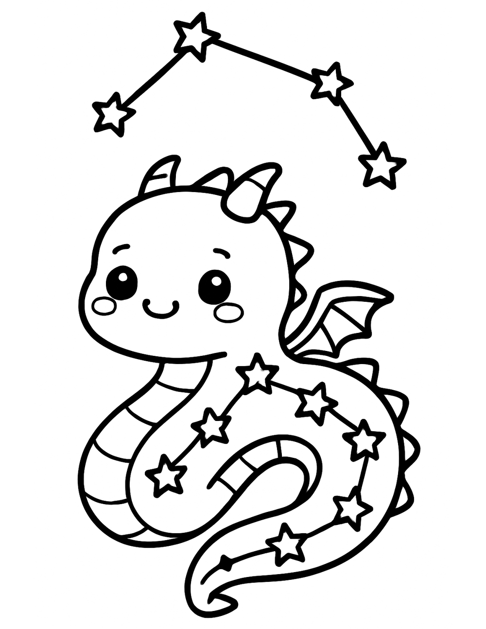 Free printable Constellation coloring page – draco gentle dragon