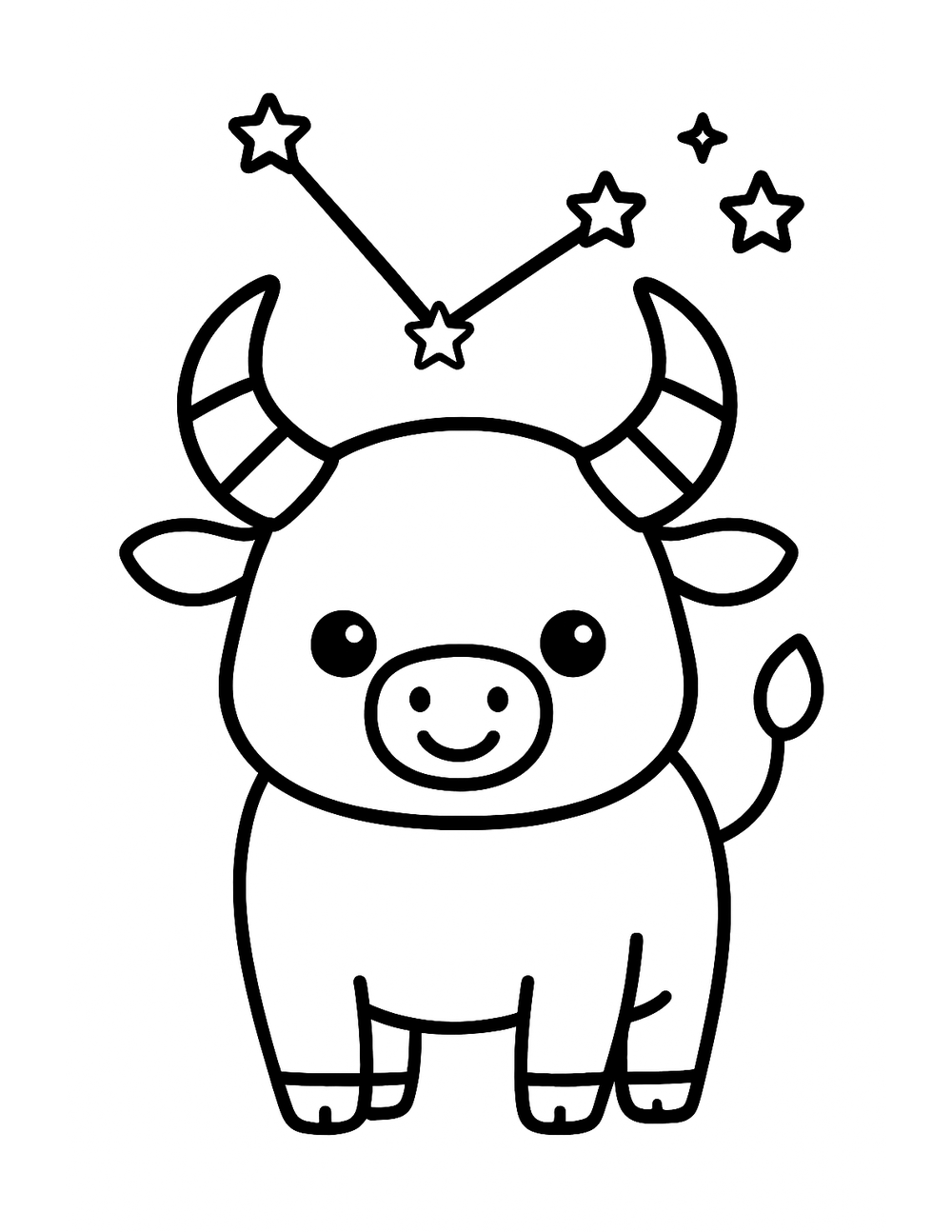 Free printable Constellation coloring page – taurus bull