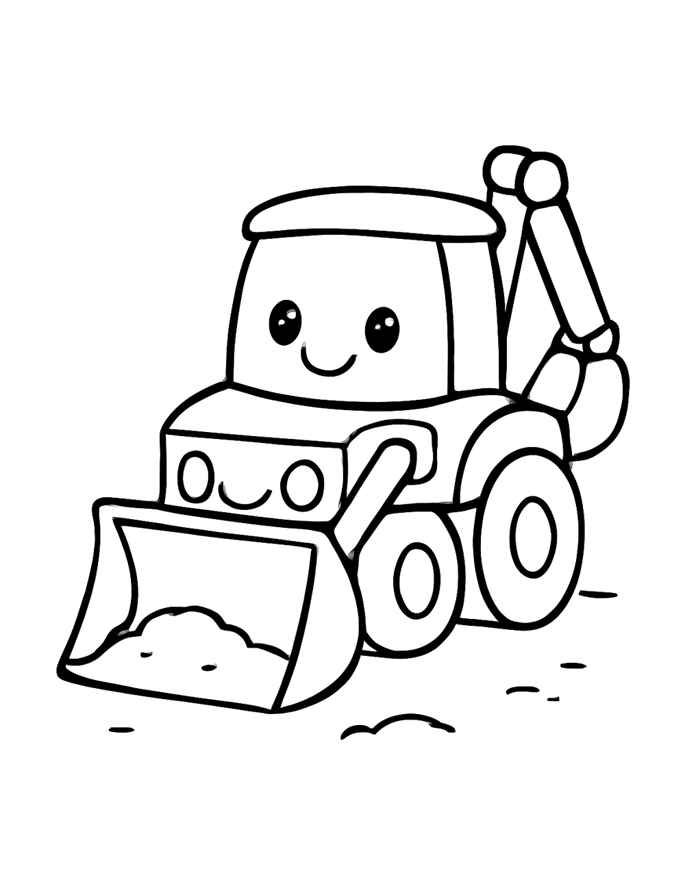 Free printable Construction Truck coloring page – backhoe digging