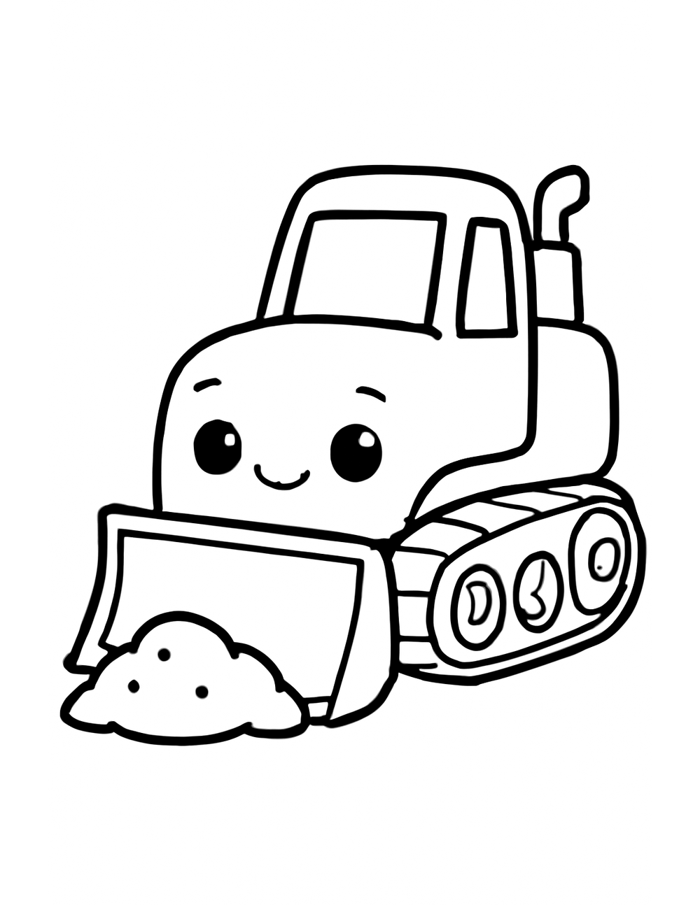 Free printable Construction Truck coloring page – bulldozer pushing