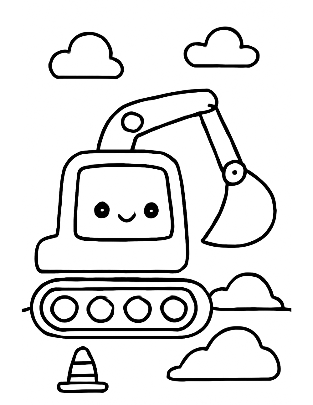 Free printable Construction Truck coloring page – digger at the