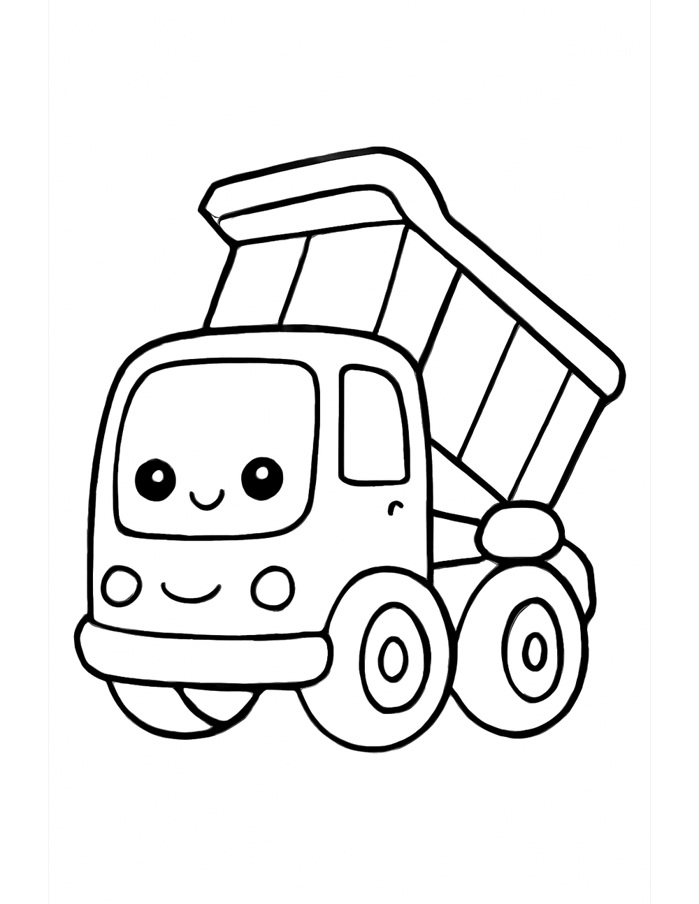 Free printable Construction Truck coloring page – dump truck rocks