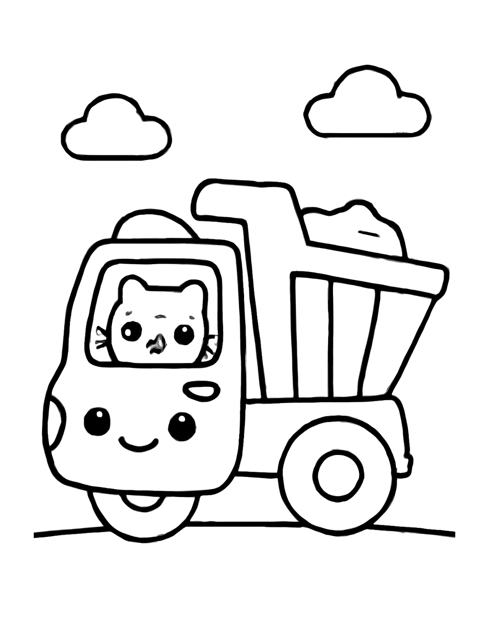 Free printable Construction Truck coloring page – dump truck with