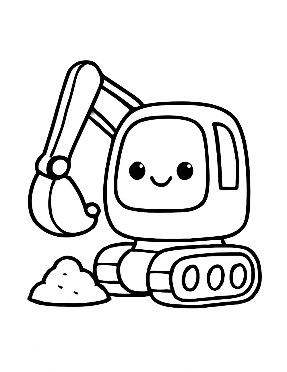 Free printable Construction Truck coloring page – happy excavator