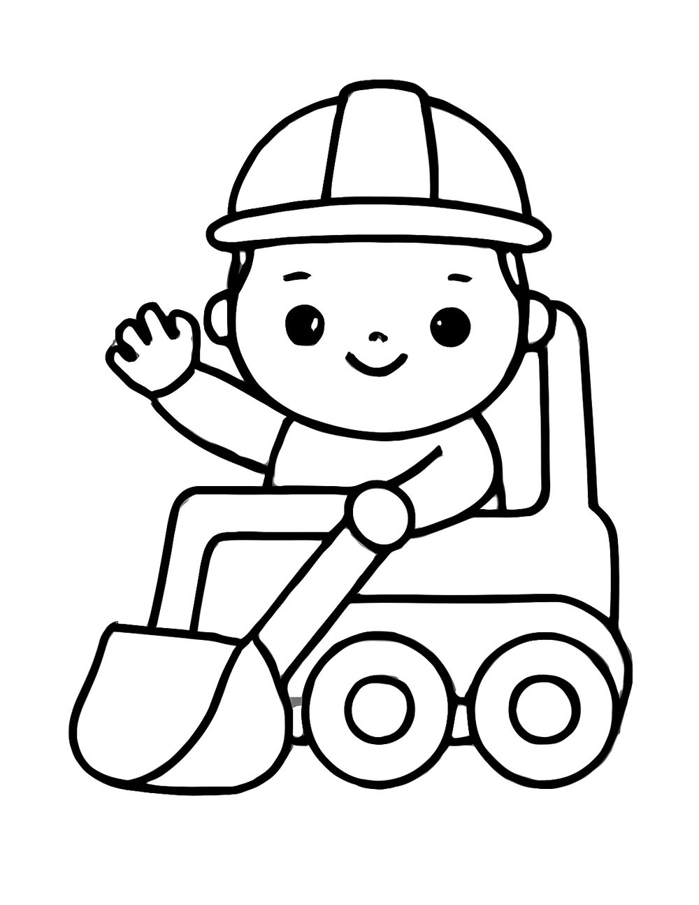 Free printable Construction Truck coloring page – kid driver digger