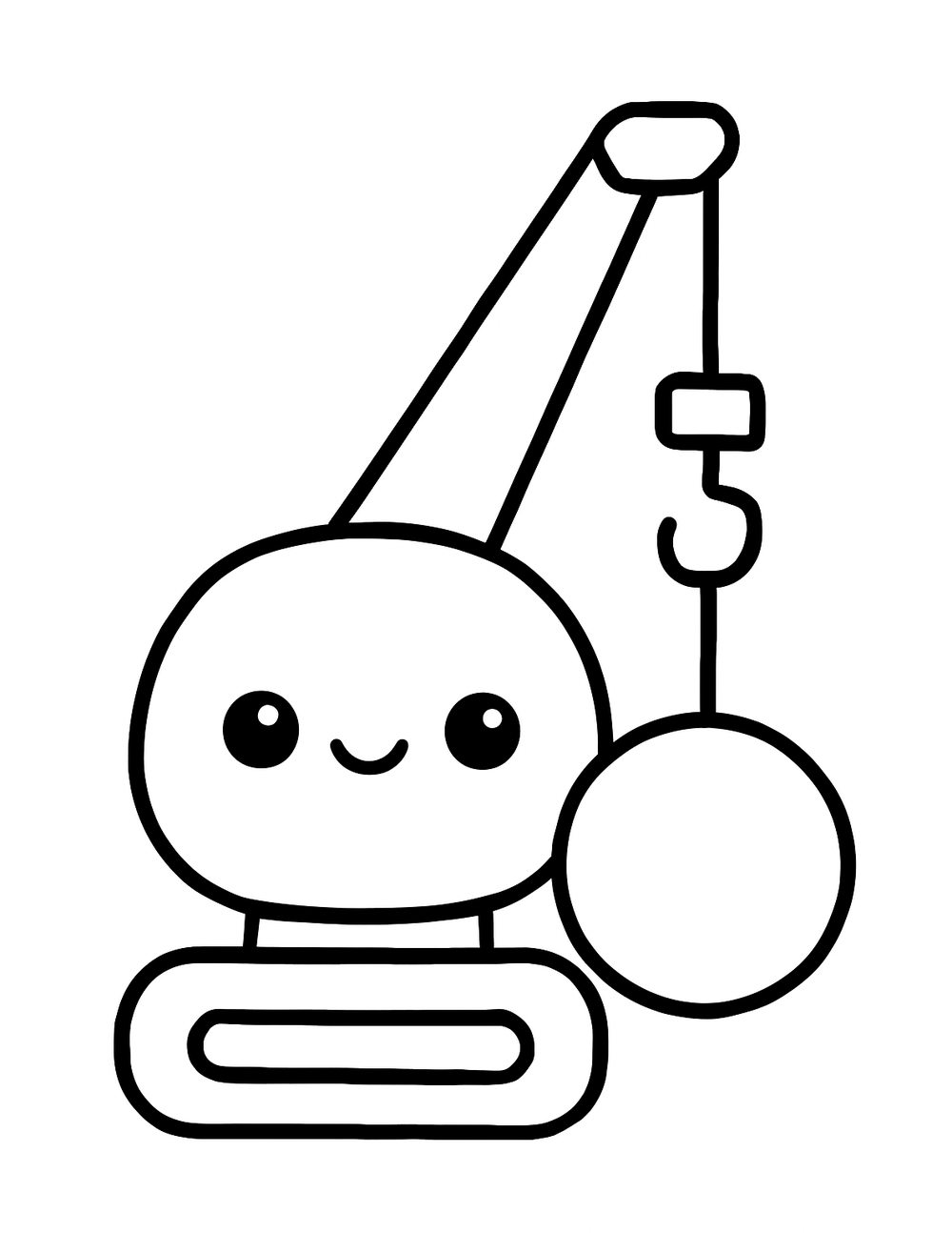 Free printable Construction Truck coloring page – tall crane lifting