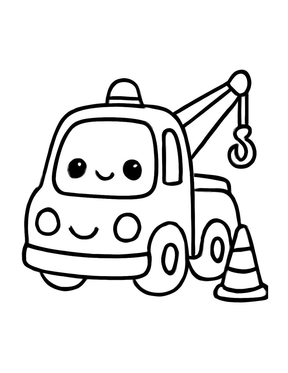 Free printable Construction Truck coloring page – tow truck helper